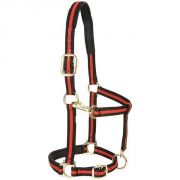 Weaver Padded Adjustable Chin Throat Snap Halter Black and Red Large Horse