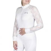 Equine Couture Spicy Girl Clove Long Sleeve Show Shirt - White/White