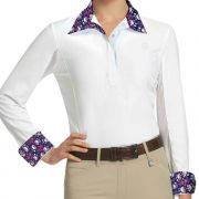 ERS ROMFH Lindsay Ladies Show Shirt Long Sleeve - White/Lillybits Navy/Juicy Pink