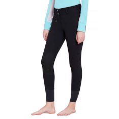 TuffRider Ladies Ribb Lowrise Wide Waistband Knee Patch Breeches Black