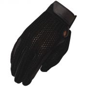 Heritage Crochet and Leather Palm Riding Glove Black