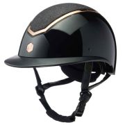 Charles Owen EQx Kylo Dial Fit Wide Peak Riding Helmet - Black Gloss Rose Gold Trim