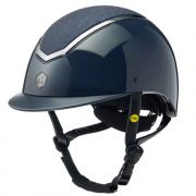 Charles Owen EQx Kylo Dial Fit Riding Helmet w/MIPS - Navy Gloss Pewter Trim