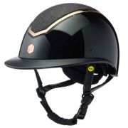Charles Owen EQx Kylo Dial Fit Wide Peak Riding Helmet w/MIPS - Black Gloss Rose Gold Trim