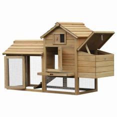 Natural 8.74 Square Feet Chicken Coop with Chicken Run For Up To 3 Chickens