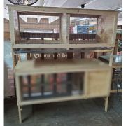 Wood and Wire Elevated Rabbit Hutch With Divider Jumbo