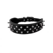 Weaver Leather Wide Spiked Leather Dog Collar Black