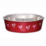 Loving Pets Stainless Steel Bella Valentine Hearts Bowl Red Medium 28oz