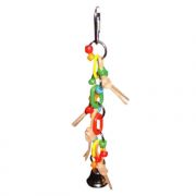 A and E Cage Co Plastic Chain with Leather and Ball Hanging Bird Toy