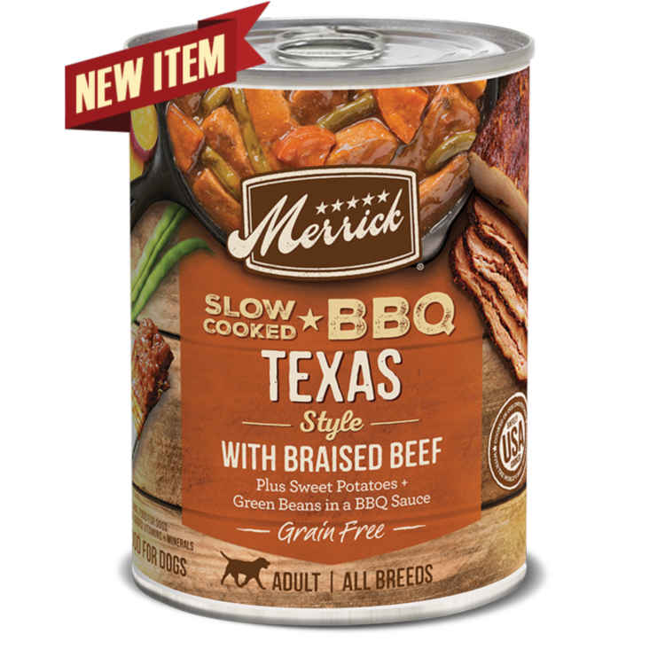 Merrick Slow Cooked BBQ Texas Style with Braised Beef Wet Dog Food 12oz ...