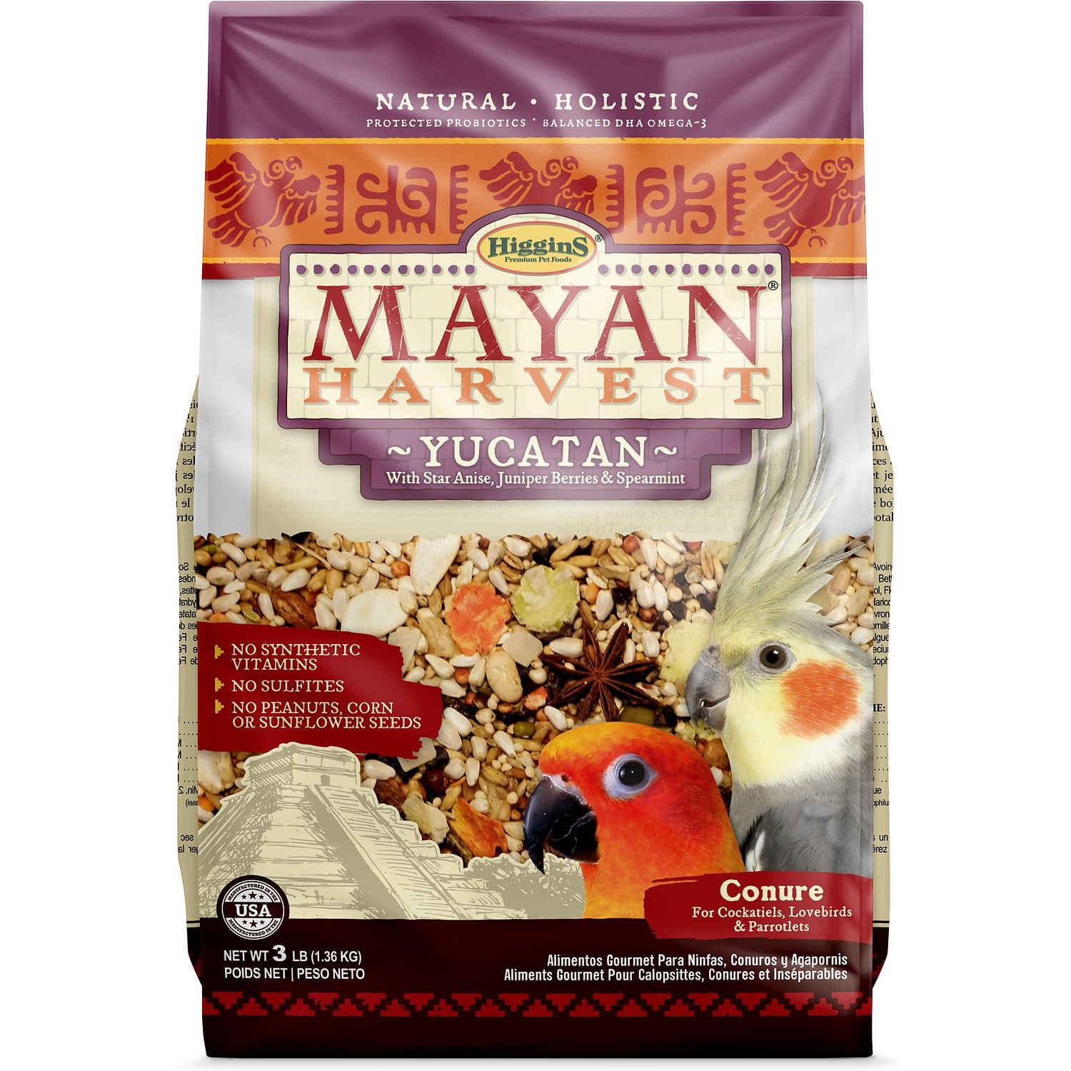 Higgins Mayan Harvest Yucatan Bird Food Small Hookbill 3lb Sunset Feed Supply